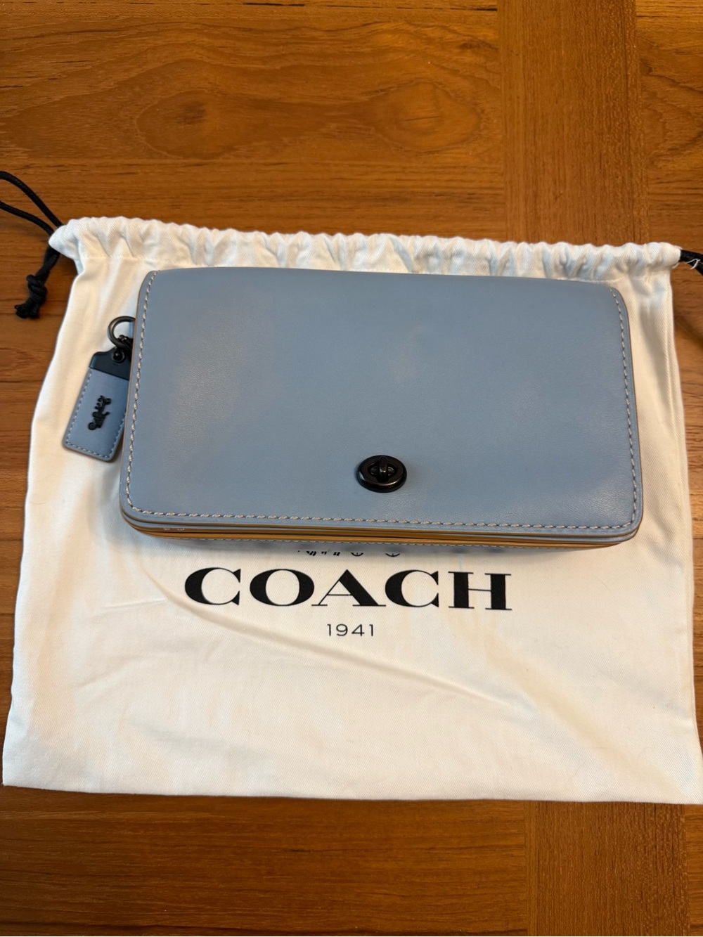 Coach Powder Blue ‘Dinky’ Leather Turnlock Crossbody Bag